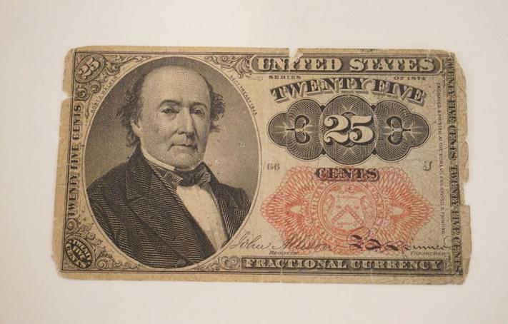 25 CENTS US FRACTIONAL CURRENCY: 25 CENTS US FRACTIONAL CURRENCY, ROBERT J WALKER 1864