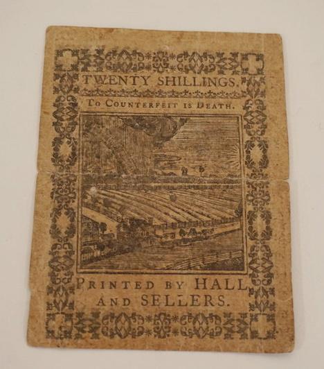 1773 COLONIAL  PENNSYLVANIA CURRENCY TWENTY SHILLINGS (1 of 3)