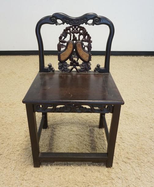 FANCY ROSEWOOD CARVED ASIAN CHAIR (1 of 3)