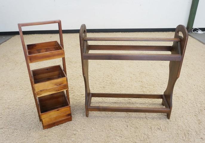 PINE QUILT RACK & WALNUT STAND (1 of 1)