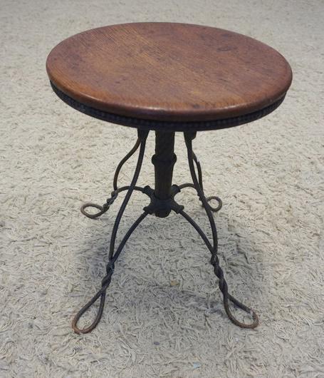 FANCY IRON BASE VICTORIAN PIANO STOOL (1 of 2)