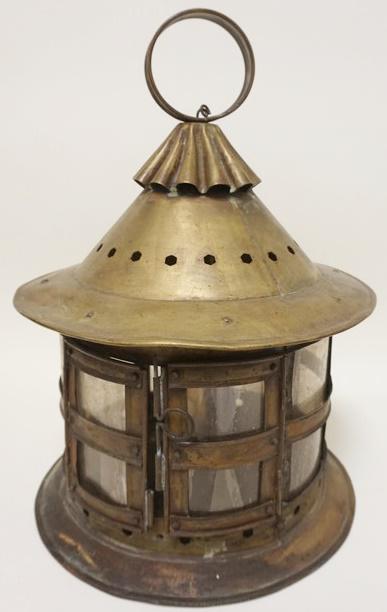 UNUSUAL LARGE BRASS CANDLE LANTERN (1 of 2)