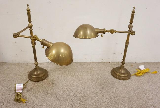 PAIR OF ADJUSTABLE BRASS TABLE LIBRARY LAMPS (1 of 2)