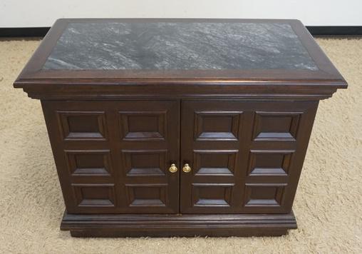 WALNUT BAR W/INSET MARBLE TOP (1 of 3)