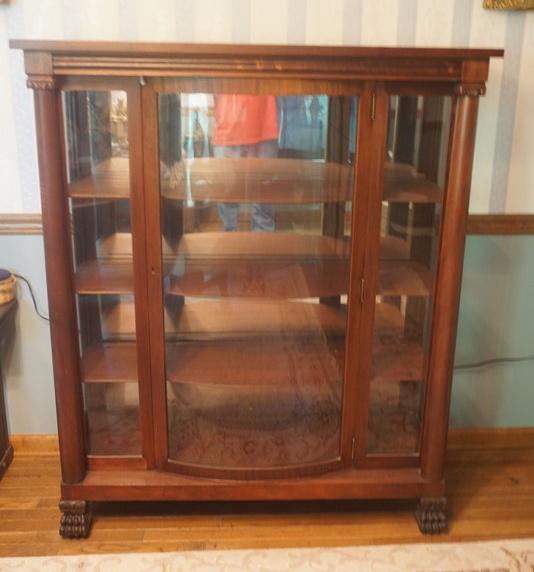 BEAUTIFUL EMPIRE BOW FRONT MAHOGANY CHINA CLOSET (1 of 5)