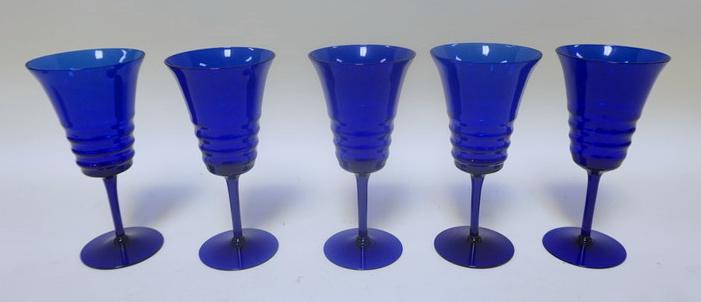 LOT OF 5 ART DECO RINGED STEMWARE (1 of 2)