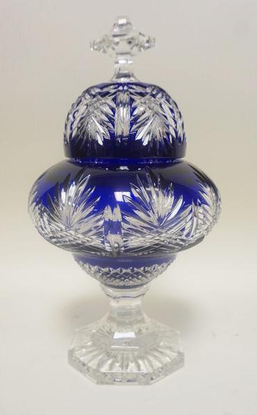 COBALT CUT TO CLEAR COVERED JAR (1 of 4)