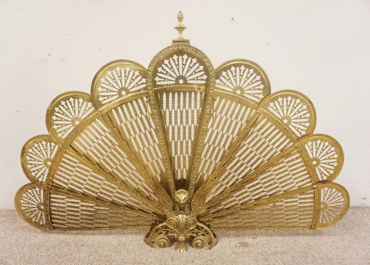 BRASS FIREPLACE PEACOCK SCREEN (1 of 2)