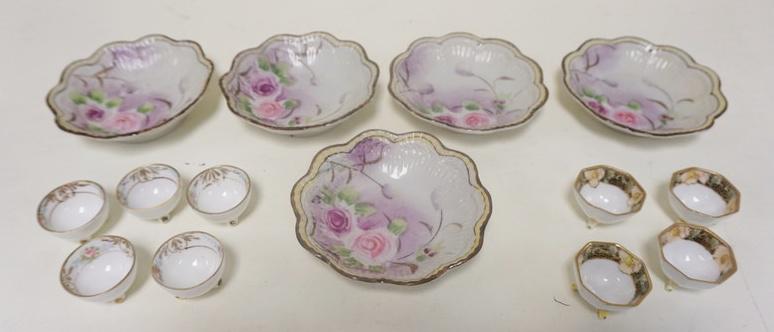 NIPPON LOT: NIPPON LOT INCLUDING FIVE 4 3/4 IN SCALLOPED EDGE BOWLS AND SALTS