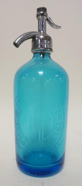 BLUE SELTZER BOTTLE L&M BEER: BLUE SELTZER BOTTLE L&M BEER, APPROXIMATELY 11 1/2 IN HIGH