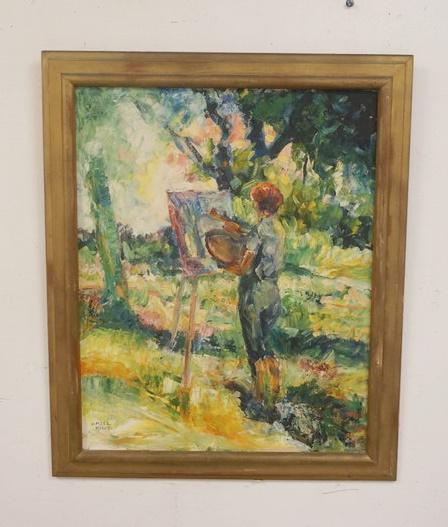 OIL ON BOARD PAINTING OF PAINTER (1 of 2)