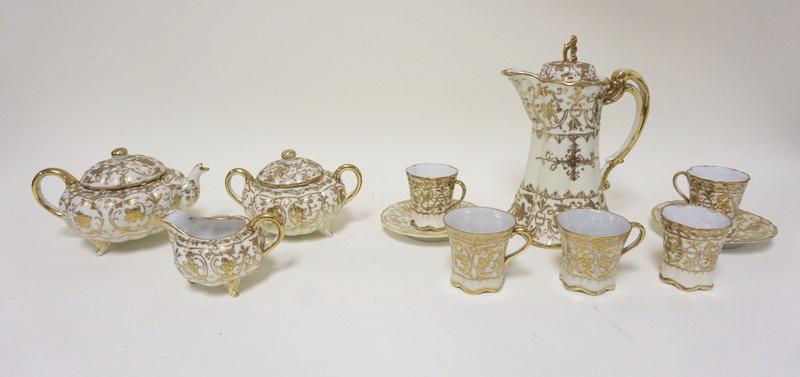 CHINA GILT DECORATED TEASET & CHOCOLATE SET (1 of 2)