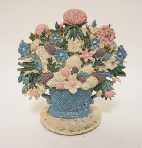 CAST METAL FLOWER BASKET DOORSTOP (1 of 1)