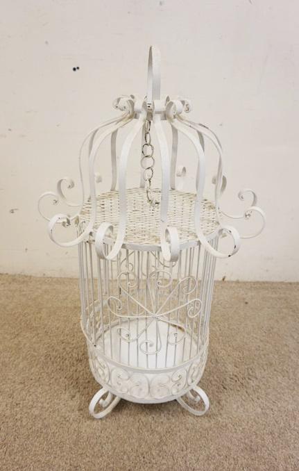 FANCY WROUGHT IRON HANGING BIRD CAGE (1 of 2)