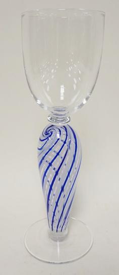 LARGE HAND BLOWN GOBLET SIGNED (1 of 2)