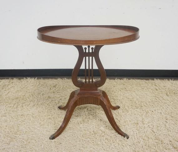 MAHOGANY LYRE BASE LAMP TABLE (1 of 2)