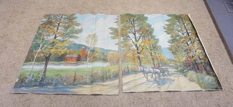 LARGE 2 PART OIL PAINTING (1 of 4)