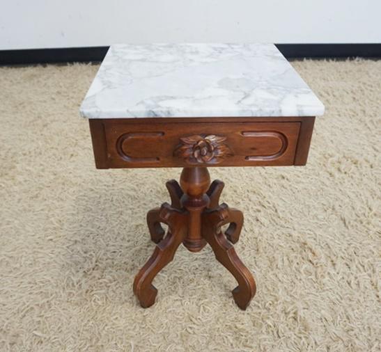 VICTORIAN STYLE ONE DRAWER MARBLE TOP STAND (1 of 2)