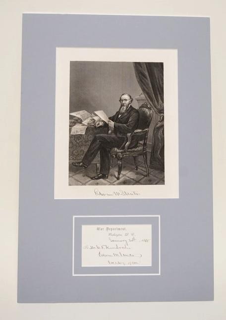 EDWIN STANTON 1868 SIGNED PASS: ENGRAVED PASS DATED 1/3/1868 FILLED OUT BY EDWIN STANTON (LINCOLNS SECRETARY OF WAR, WAR DEPARTMENT)