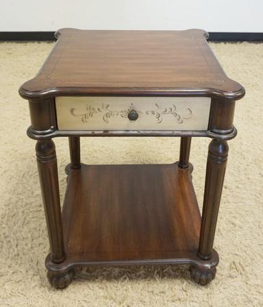 PAINT DECORATED ONE DRAWER NIGHTSTAND: PAINT DECORATED ONE DRAWER NIGHTSTAND, APPROXIMATELY 22 IN X 28 IN HIGH