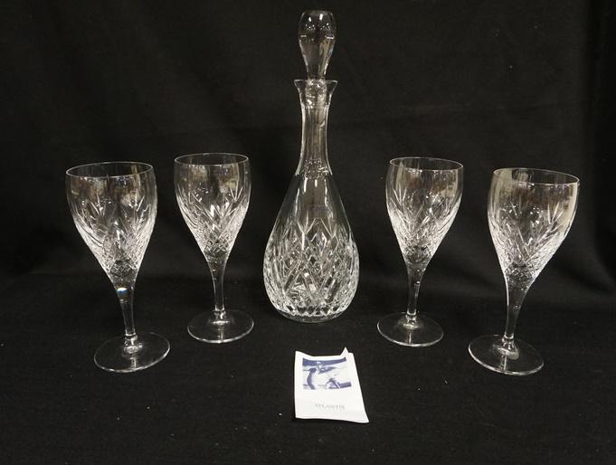 ATLANTIS DECANTOR W/4 WINE GLASSES: ATLANTIS DECANTOR W/4 WINE GLASSES