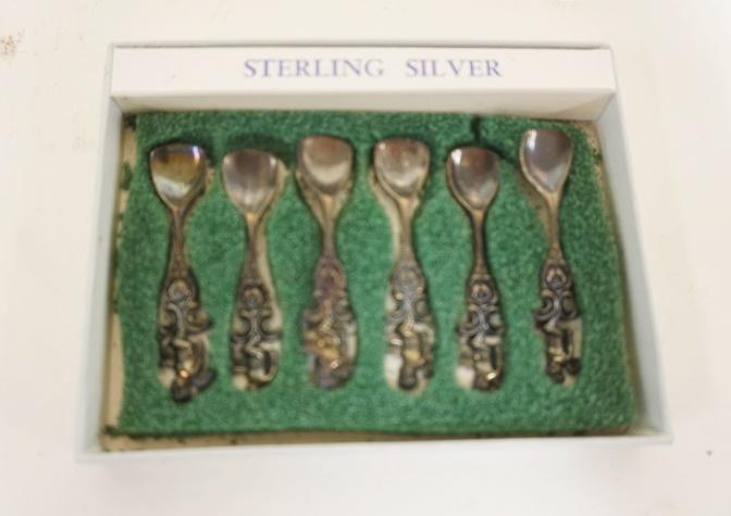 LOT OF 6-2 1/4 IN FIGURAL STERLING SPOONS: LOT OF 6-2 1/4 IN FIGURAL STERLING SPOONS, 0.723 TOZ