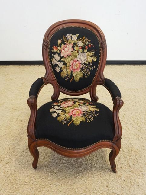 WALNUT MEDALION BACK VICTORIAN ARMCHAIR (1 of 2)