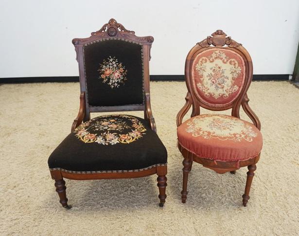 LOT OF 2 VICTORIAN UPHOLSTERED SIDE CHAIRS (1 of 1)