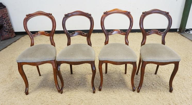SET OF 4 WALNUT VICTORIAN BALLOON BACK CHAIRS (1 of 2)