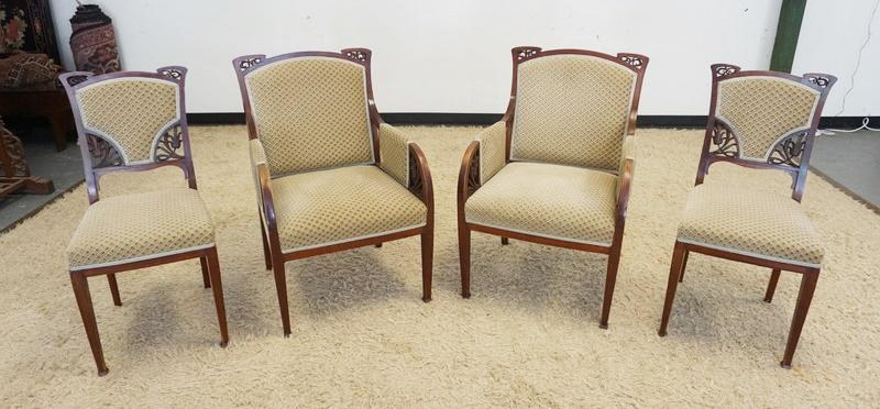 LATE VICTORIAN 4 PIECE UPHOLSTERED PARLOR SET (1 of 3)