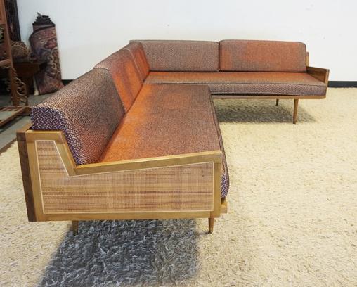 WALNUT UPHOLSTERED MCM MODULAR SOFA (1 of 4)