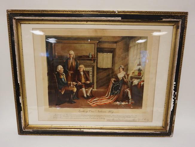 VICTORIAN PRINT *BIRTH OF OUR NATIONS FLAG* 1893 (1 of 2)