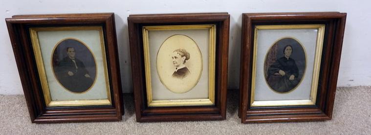THREE VICTORIAN WALNUT DEEP FRAMES (1 of 3)