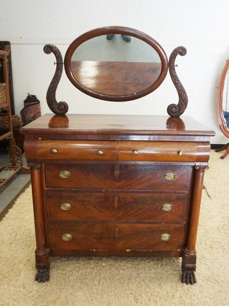 ANTIQUE EMPIRE CHEST OF DRAWERS (1 of 3)