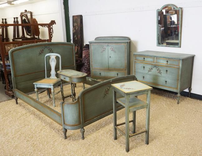 7 PIECE PAINT DECORATED BEDROOM SET (1 of 7)