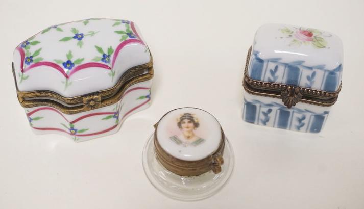 3 ANTIQUE HAND PAINTED  TRINKET BOXES (1 of 3)
