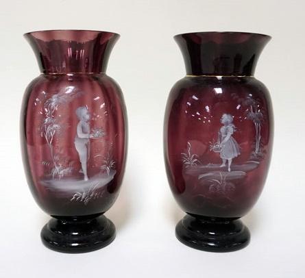 PAIR OF ANTIQUE MARY GREGORY VASES (1 of 4)