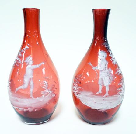 PAIR OF ANTIQUE MARY GREGORY VASES (1 of 3)