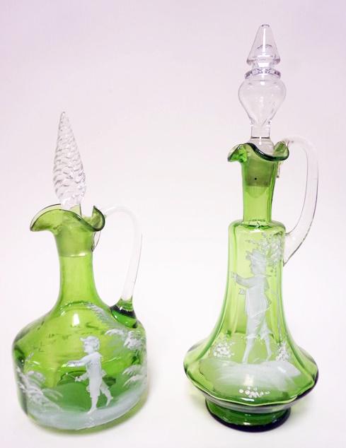 PAIR OF ANTIQUE MARY GREGORY PITCHERS (1 of 4)