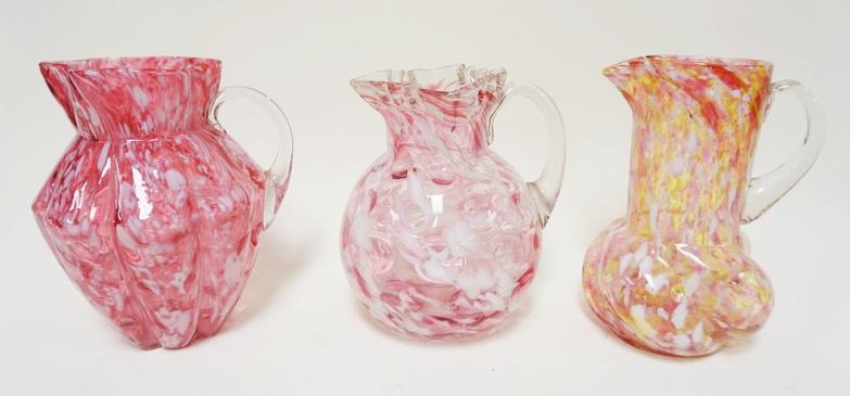 GROUP OF 3 VICTORIAN SPATTER BLOWN GLASS PITCHERS (1 of 3)