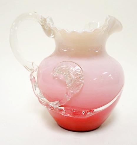 VICTORIAN PINK CASE BLOWN GLASS PITCHER (1 of 3)