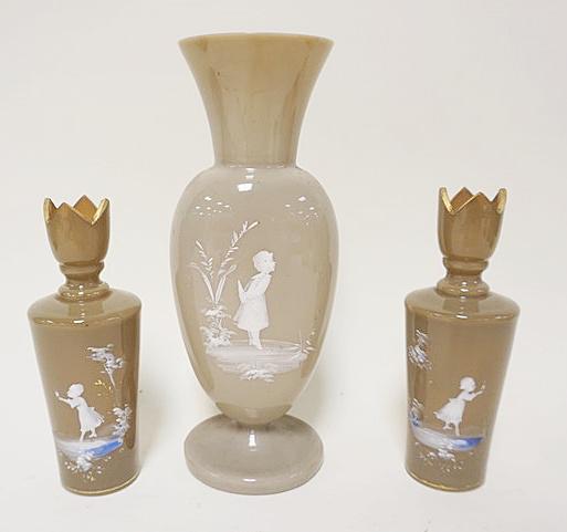 3 PIECE LOT OF ENAMEL DECORATED MARY GREGORY (1 of 2)