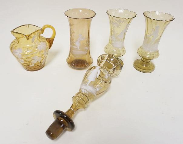 5 PIECE LOT OF ENAMEL DECORATED MARY GREGORY (1 of 3)