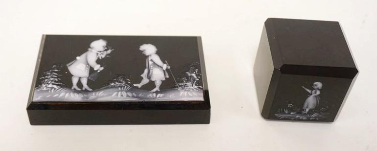 2 PIECE LOT OF BLACK GLASS (1 of 2)