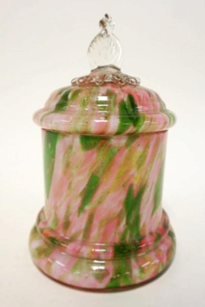 VICTORIAN SPATTER GLASS COVERED JAR (1 of 3)