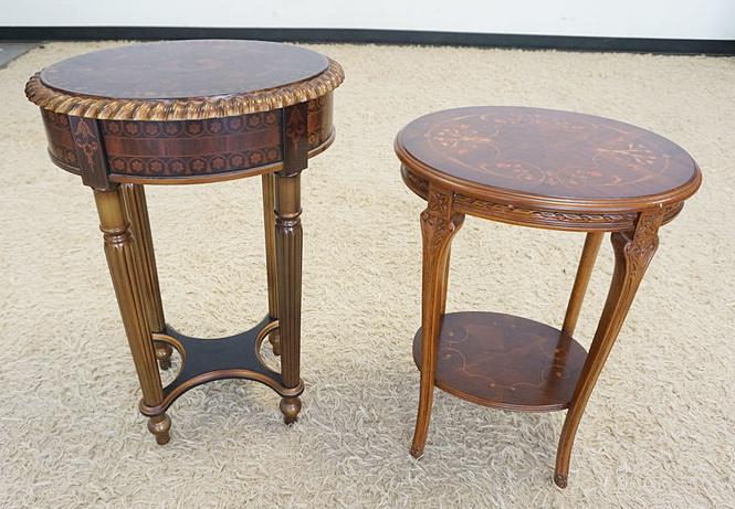 PAIR OF DECORATED LAMP TABLES: PAIR OF DECORATED LAMP TABLES, LARGEST IS APPROXIMATELY 19 IN X 14 IN X 29 IN HIGH
