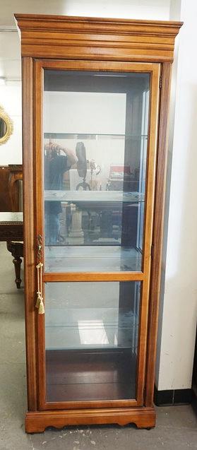 MAHOGANY NARROW MIRROR BACK CURIO/CRYSTAL CABINET (1 of 2)