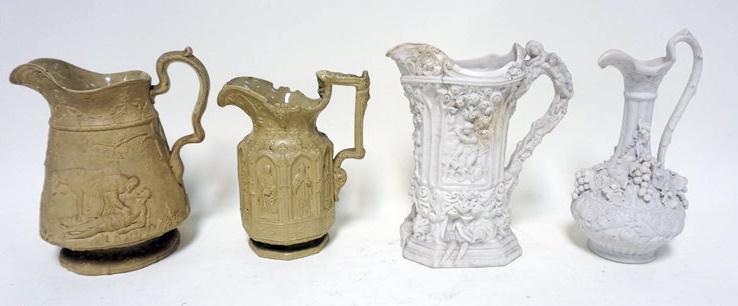 4 ANTIQUE POTTERY PITCHERS (1 of 5)