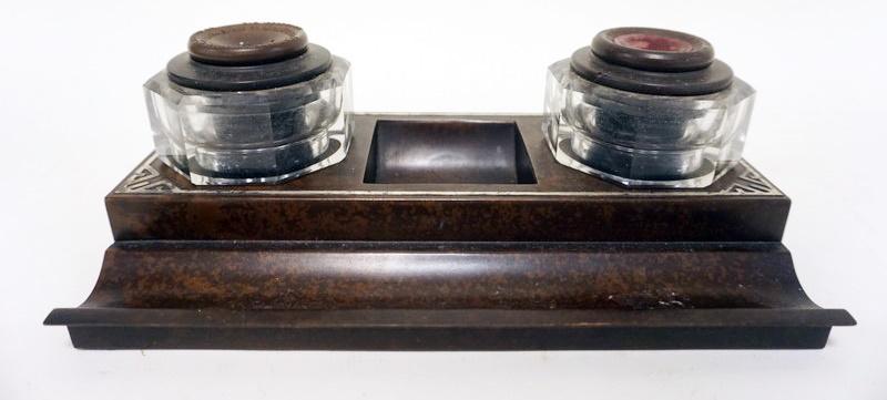 HEINTZ ART METAL STERLING ON BRONZE DESK SET (1 of 3)