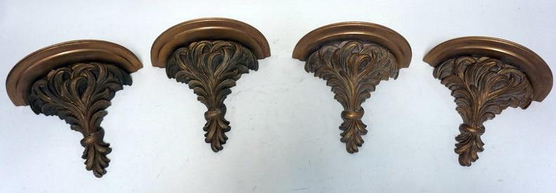 4 SYROCO WOOD GILT FINISHED WALL SHELVES (1 of 2)